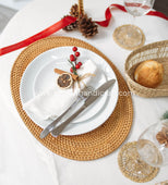 A Utah Romance Set of 2 Boho Wicker Placemats 12"x16" (Wicker)