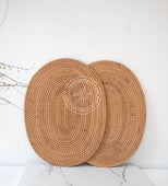 A Utah Romance Set of 2 Boho Wicker Placemats 12"x16" (Wicker)