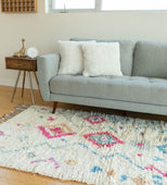 On The Silver Globes Vintage Moroccan Rug 4'3"x6'11" (Wool)