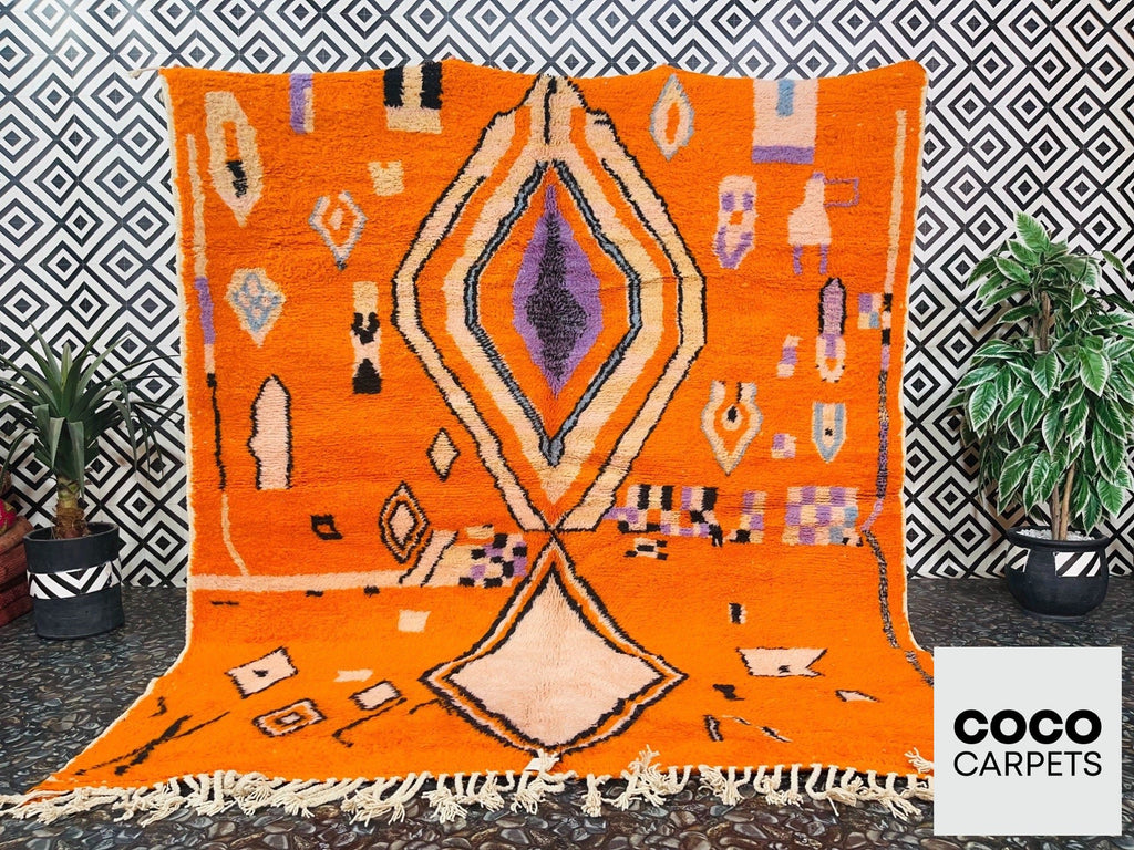 Blood Orange Vintage Moroccan Rug 8'x9' (Wool) – Coco Carpets