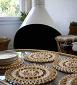 If Wishes Came True Set of 4 Boho Wicker Placemats 12" (Wicker)