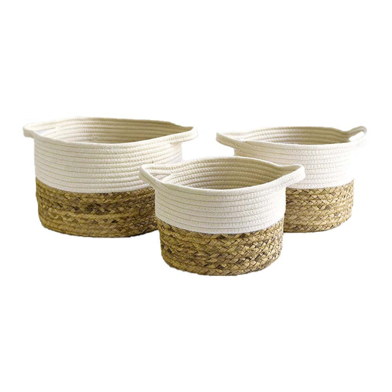 BlackJack Set of 3 Storage Basket (Seagrass/Cotton)