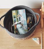 Blue Valentine Set of 3 Storage Basket (Seagrass/Cotton)