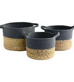 Blue Valentine Set of 3 Storage Basket (Seagrass/Cotton)