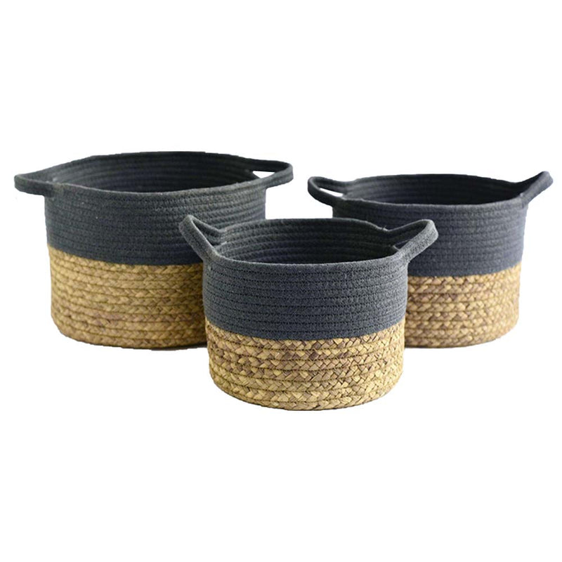 Blue Valentine Set of 3 Storage Basket (Seagrass/Cotton)
