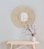 Good Vibrations Bohemian Wicker Mirror 38.5" (Rattan)