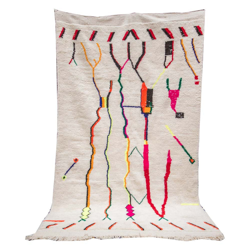 Border Blue Vintage Moroccan Rug 5'x8' (Wool)