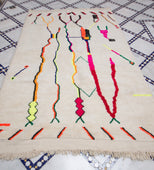 Border Blue Vintage Moroccan Rug 5'x8' (Wool)