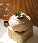 Round Braided Jute Pouf - 22" D