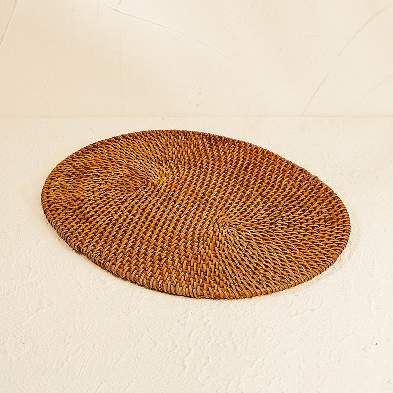 Annie Hallway Set of 2 Boho Wicker Placemats 11"x15" (Wicker)