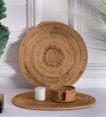 Keeping The Faith Set of 2 Boho Wicker Placemats 11"x18" (Wicker)